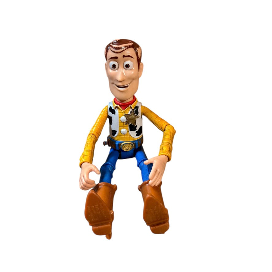 Disney Pixar Woody, 9" Animated Character from Toy Story, Some Paint Loss on Hair, He Talks! in GUC