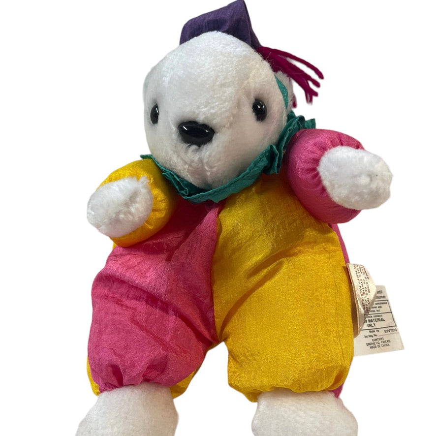 Jolly Jumper Plush & Nylon 1993 Jewel Toned Puffy Pal  Clown Bear 8" in GUC