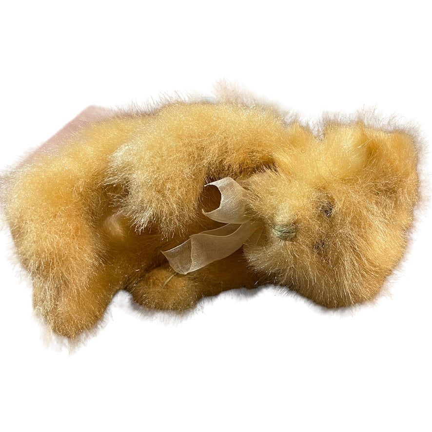 Beautifully Made, Gold 9" Baby Bear, Stitched Paws & Gold Gauze Neck Ribbon