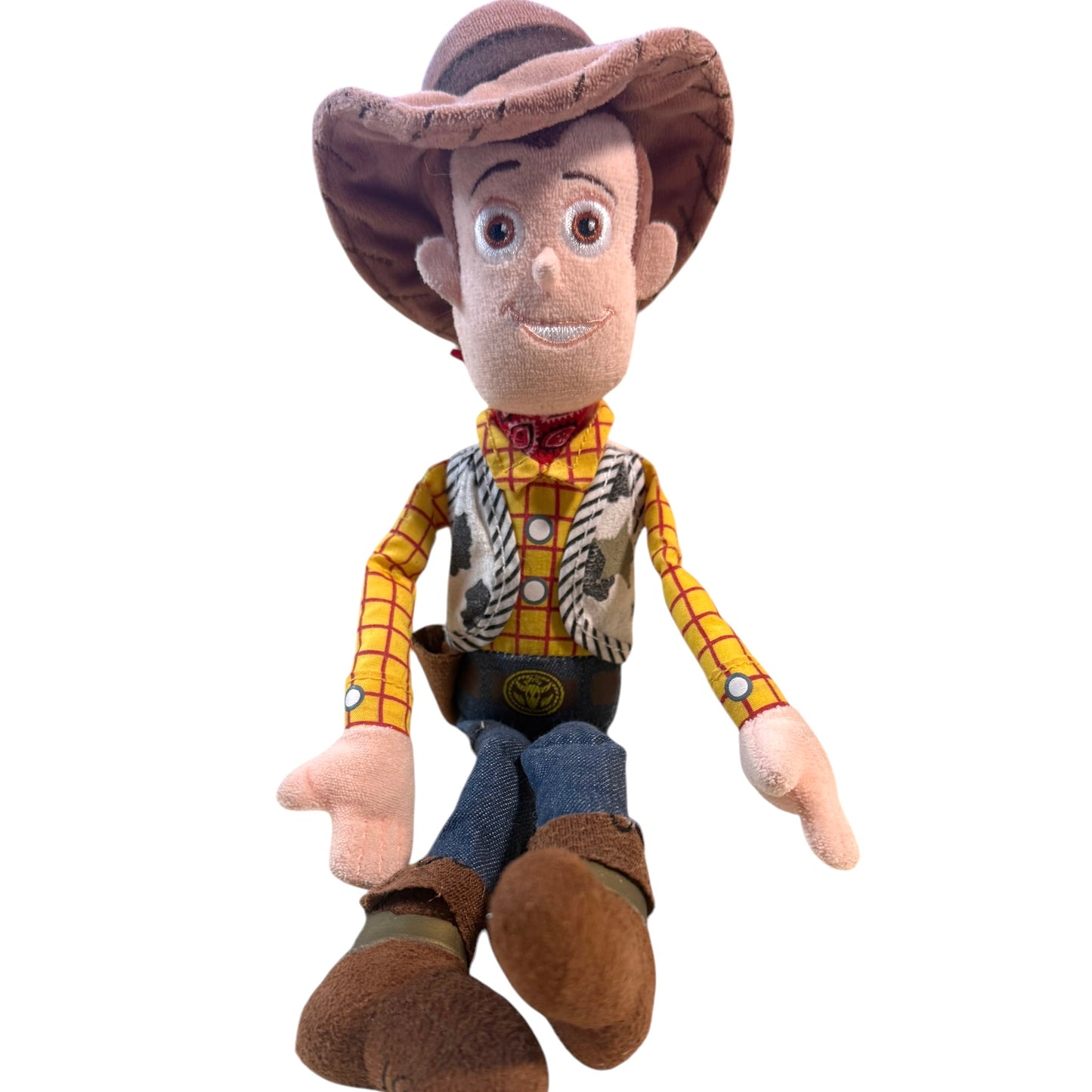 Toy Story 12" Woody Plush Doll Embroidered Face, Hat, Spurs & Holster, Preowned in GUC