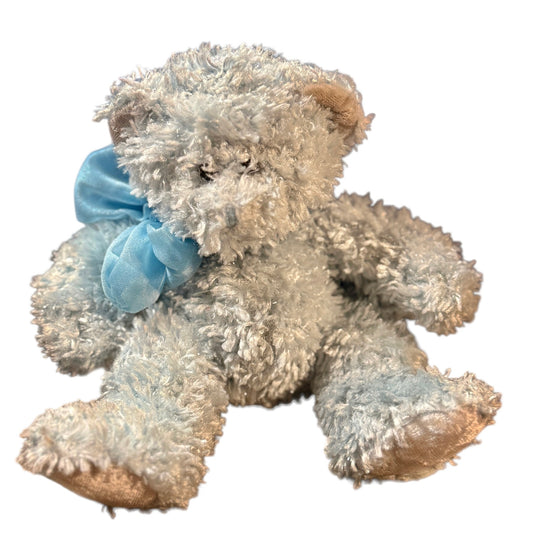 Russ Berrie Light Blue Sparkly Teddy Bear, 'Bubbles' a 5" Plush with Satin Feet  & Chiffon Bow