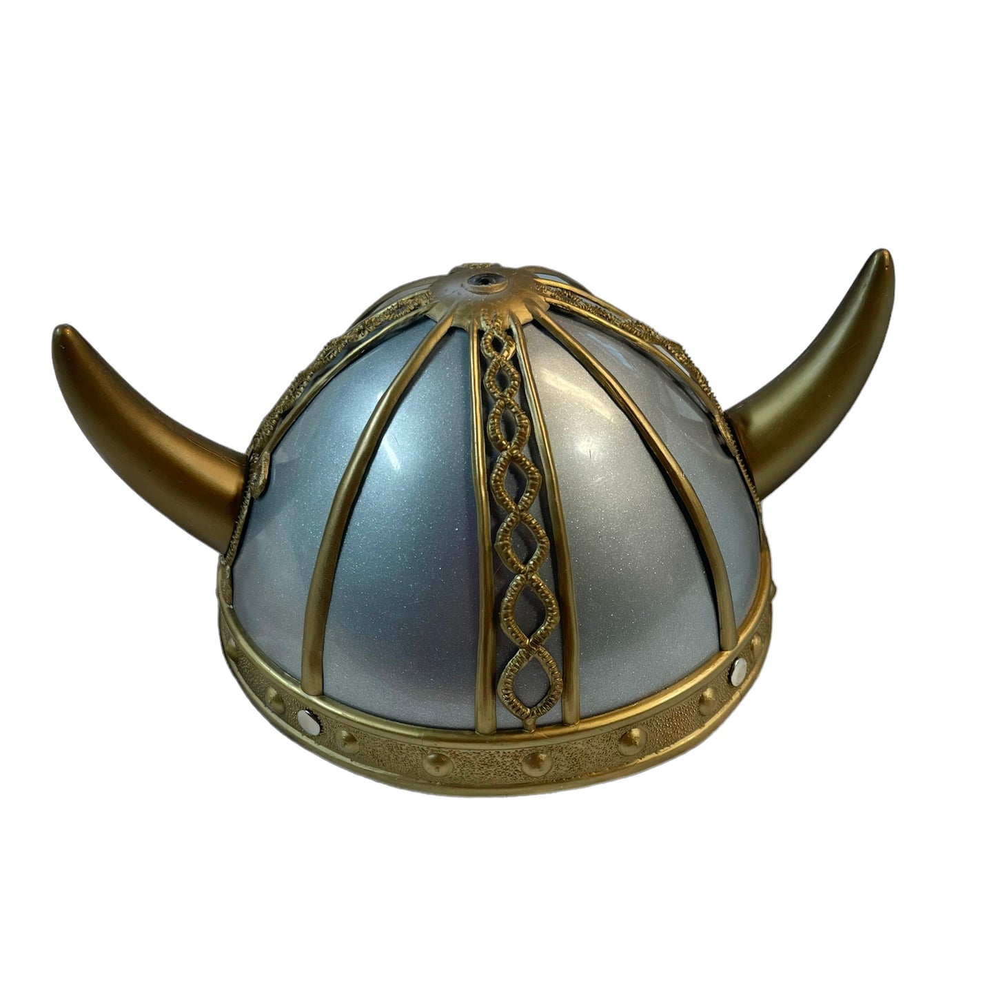 Personage Children's Silver Plastic Viking Helmet Gold Horns and Embellishment