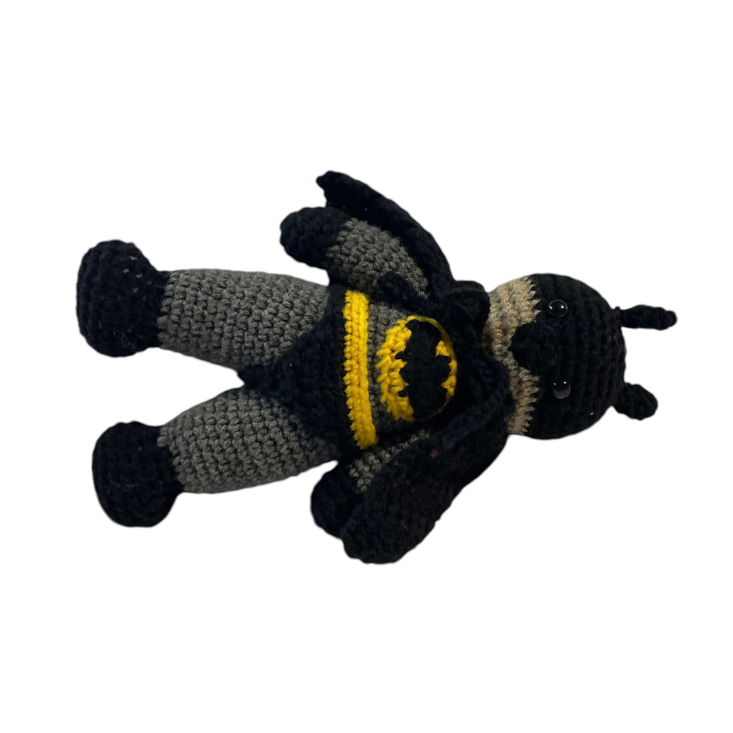 Crocheted 12" Batman Plush Doll with Cape and Insignia in Excellent Preowed Condition