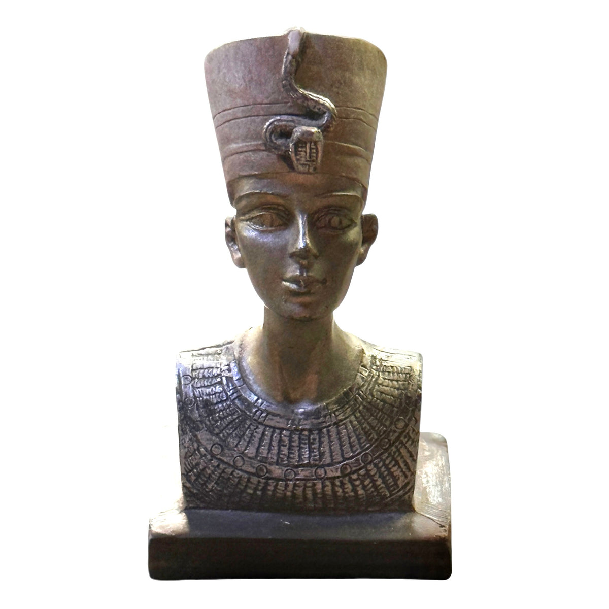 Beautiful Replica 4"  Bust of Ancient Egyptian Queen Nefertiti Silver Toned, Finely Detailed, Excellent Preowned Condition