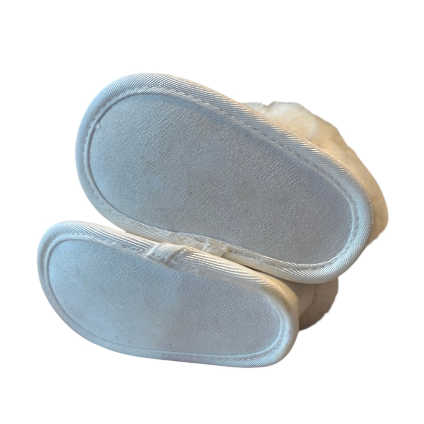 Children's Place Faux Fur White Chalet Boots 4.5" long, Fur Cuff Hook & Loop Closure