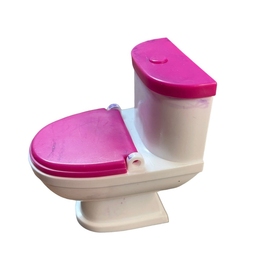 Barbie Pop Up Camper Replacement Toilet with Flushing Sounds, Pink and White