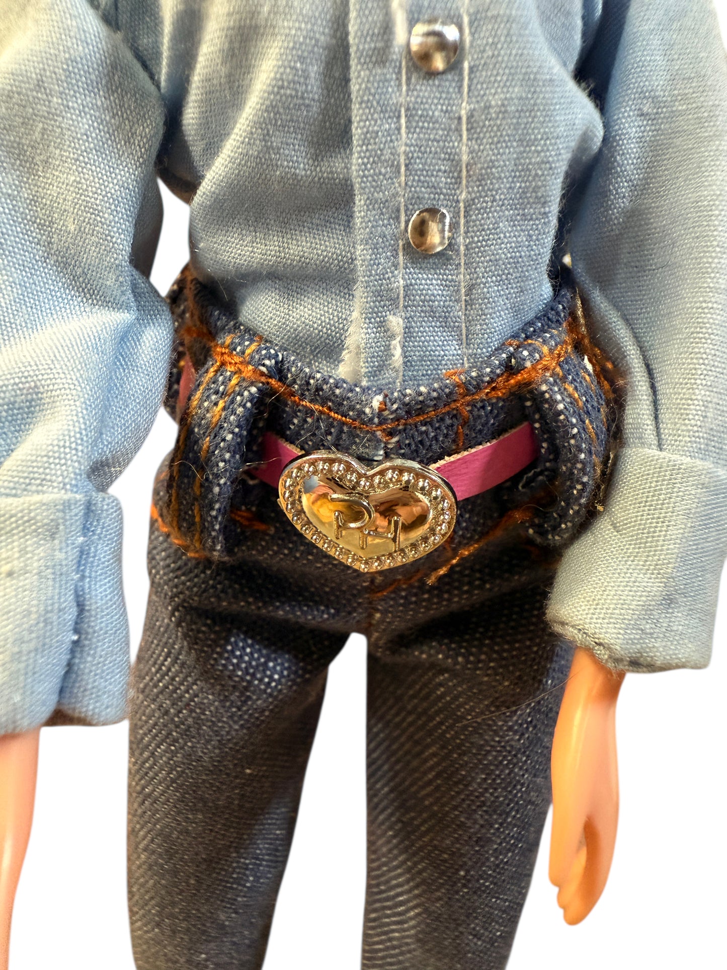 Paradise Kids 10" Blond Western Cowgirl Doll Denim Outfil, Cowboy Boots & Fancy Belt Buckle