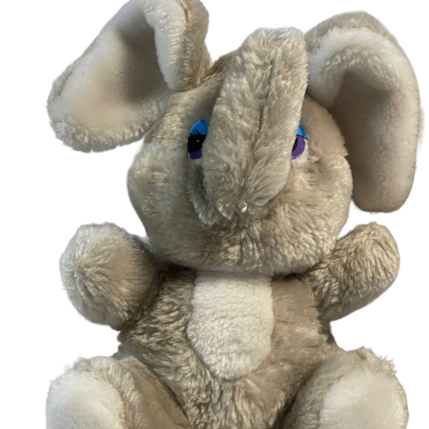 Best Made Grey Vintage Toy Elephant, Trunk Up, Plastic Blue Eyes, 8" Adorable Cuddly Lovey Stuffed Plush