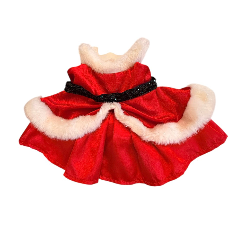 Build-a-Bear Christmas Dress, Red Velvet with White 'Fur' Trim &  Black Sparkly Sequins! GUC