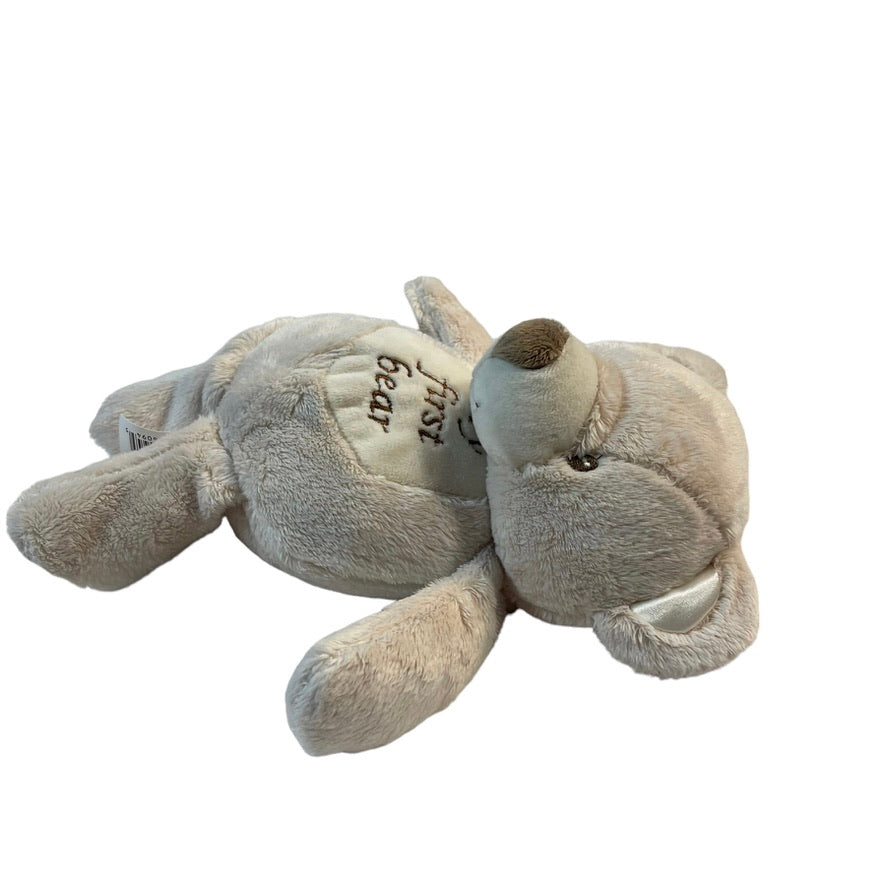 Kellybaby My First Bear Rattle Beige/Brown Accents Silky Ears, Embroidered Face