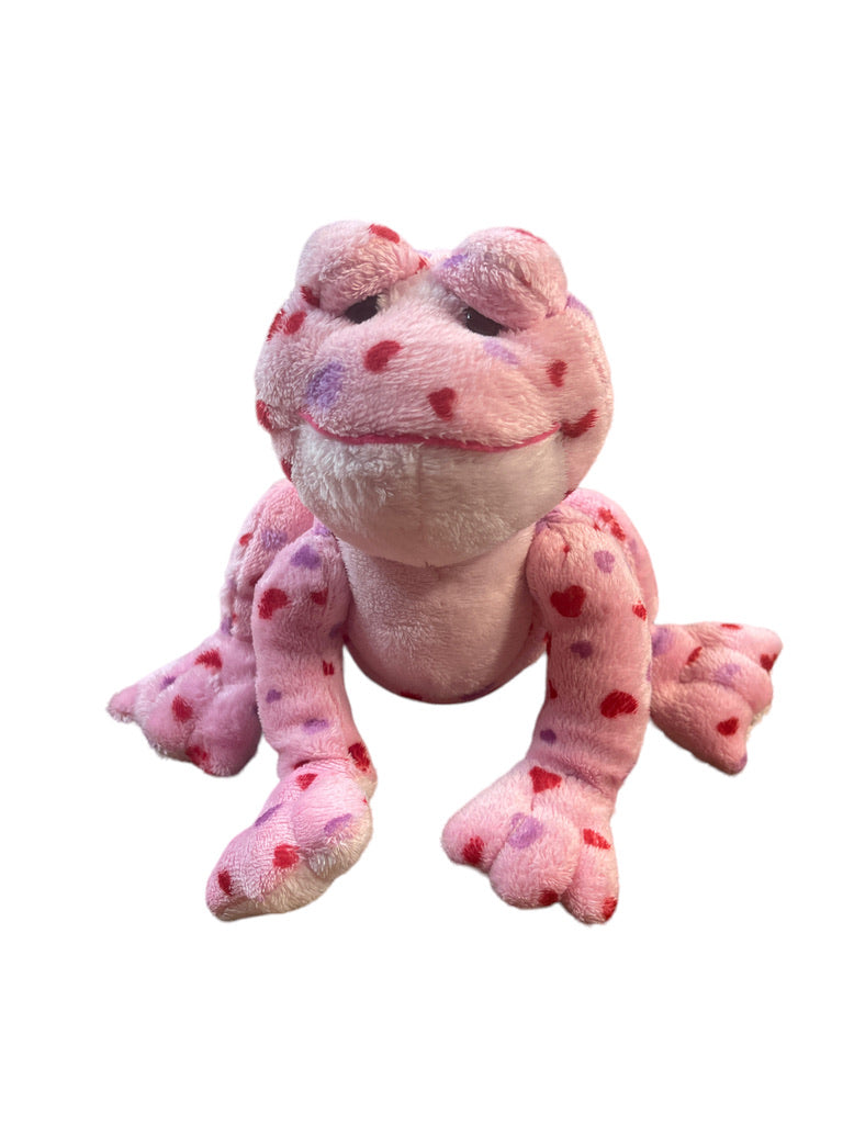 Webkinz 7" Love Frog HM144 Plush Pink Frog with Pink & Red Hearts in GUC No Code