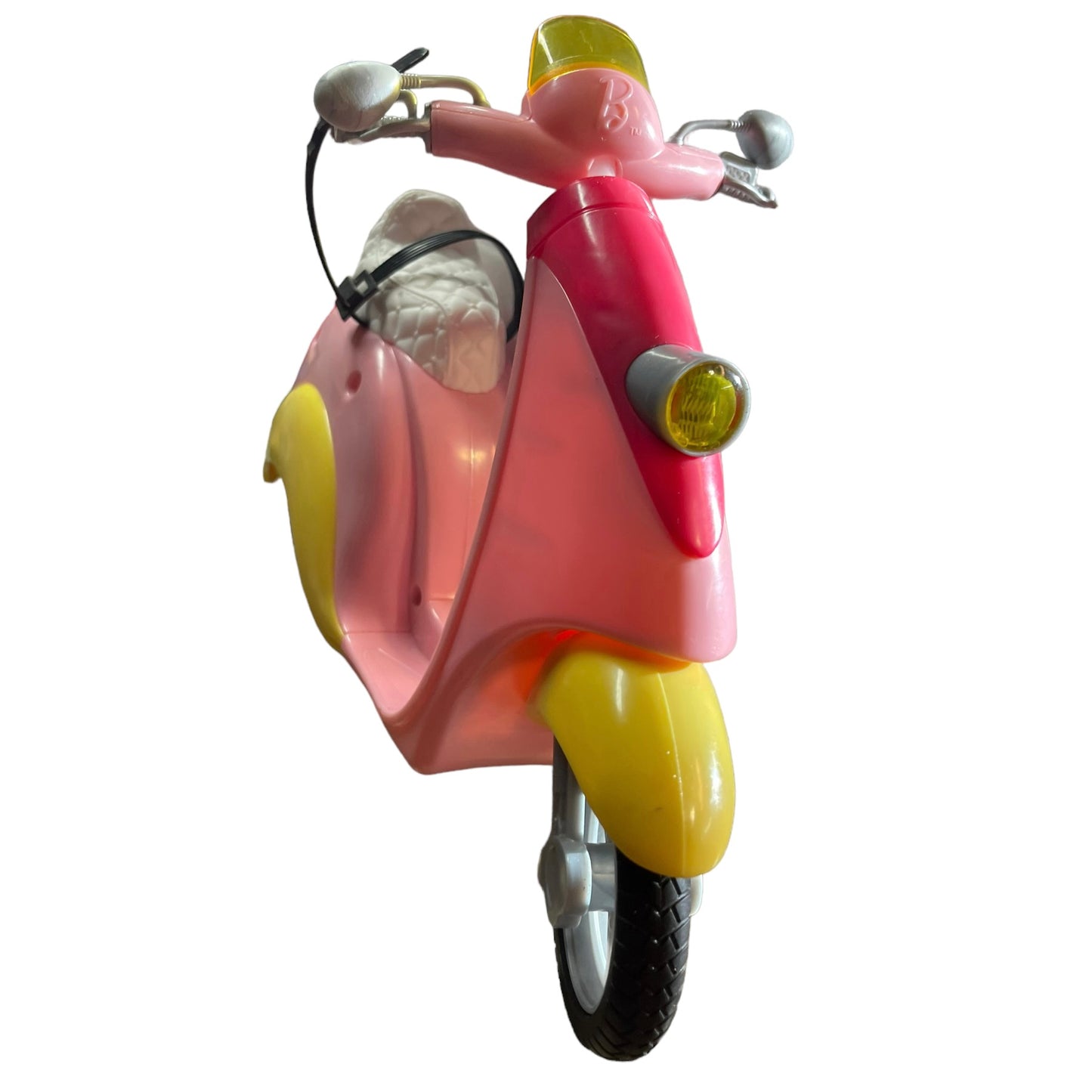 Barbie Moped/Vespa/Scooter Pink with Yellow Accents Pink Basket in GUC