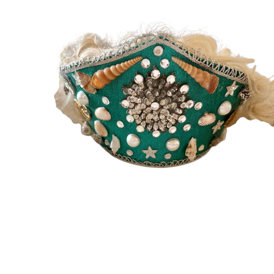 Mermaid Wig, Long Luxurious Platinum Curls & Jewelled , Embellished Headpiece  in GUC