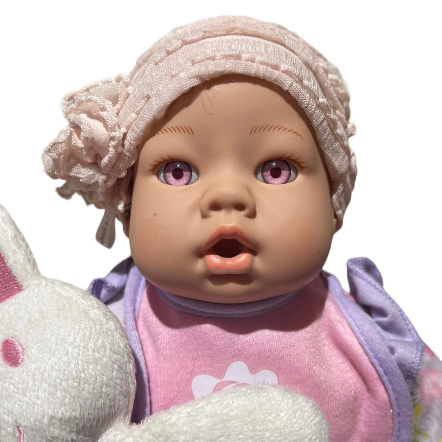 Madame Alexander Exquisite 12" Soft Body Baby Doll,  Lavender/Pink Eyes  & Bunny Lovie