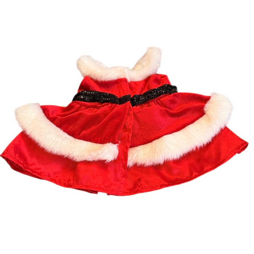 Build-a-Bear Christmas Dress, Red Velvet with White 'Fur' Trim &  Black Sparkly Sequins! GUC