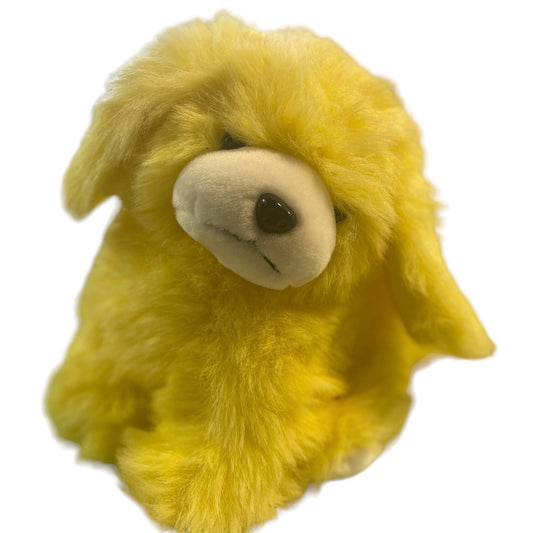 Deep Yellow, Incredibly Cuddly  12" Seated Toy Puppy Dog,  Chunky and Sweet in EUC