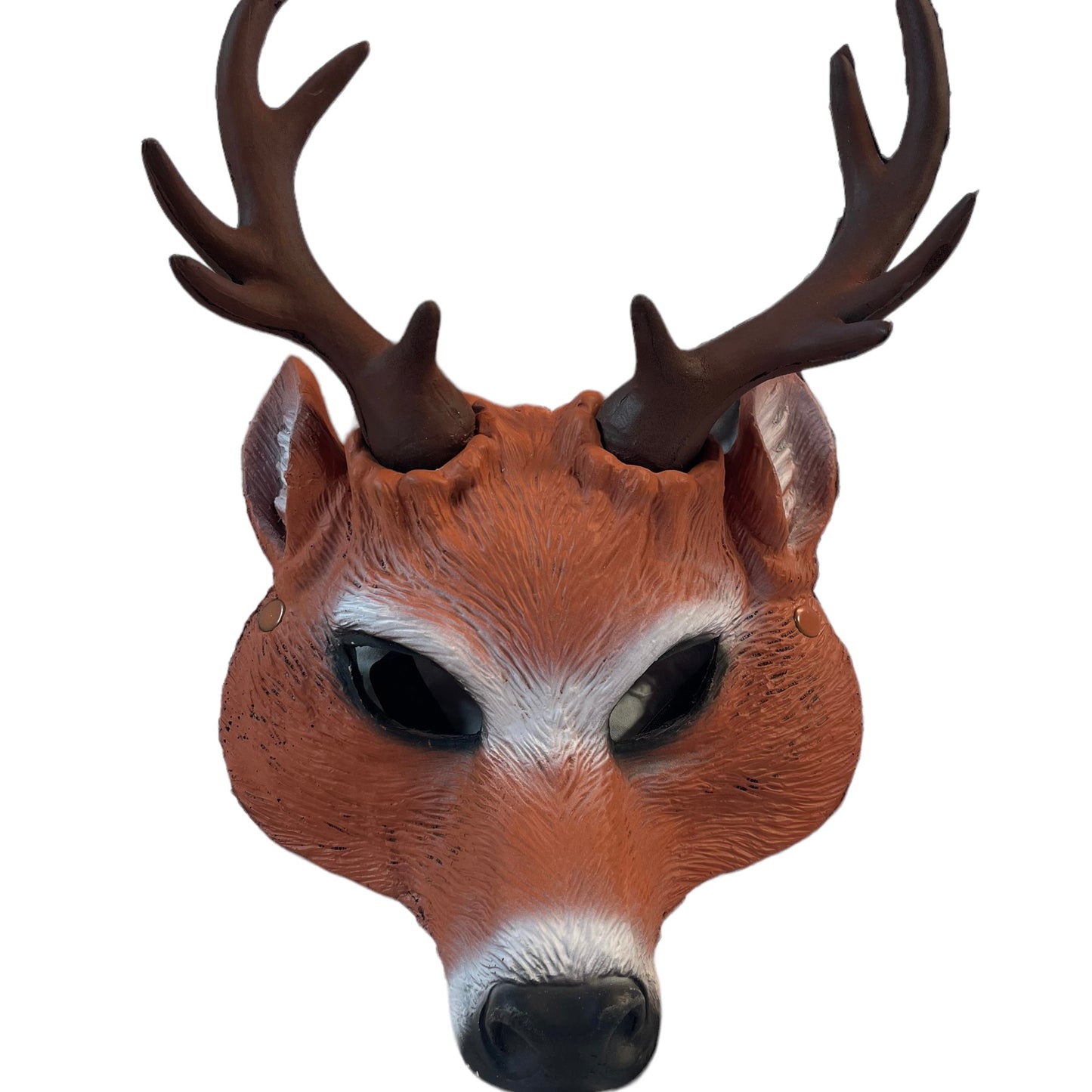 Deer with Antlers Half Face Mask Stag/Doe Halloween Costume EUC