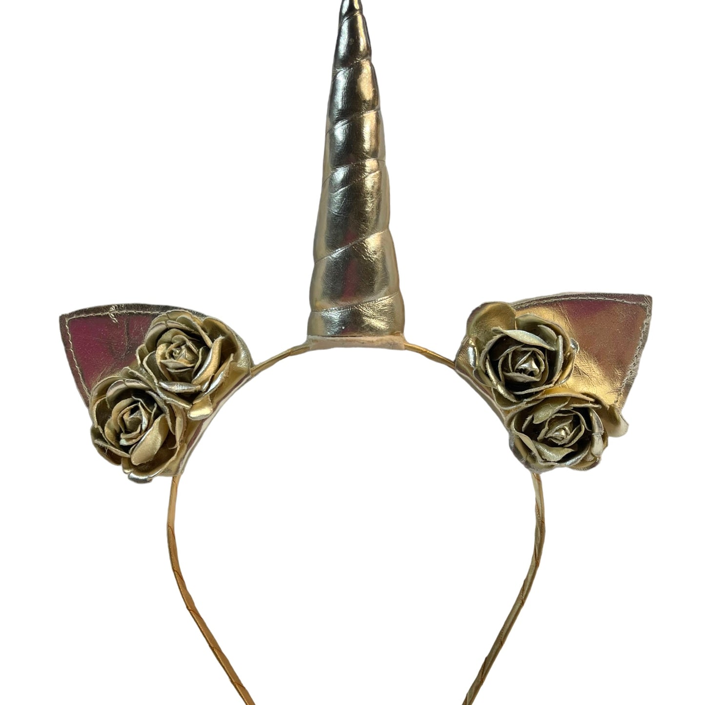 Gold Tone Unicorn Headband With Roses in GUC