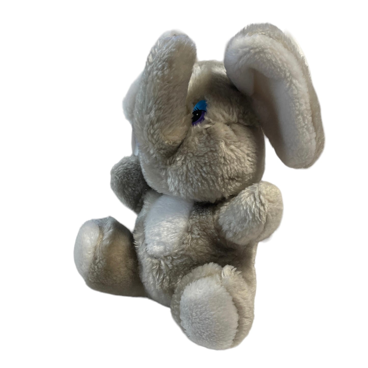 Best Made Grey Vintage Toy Elephant, Trunk Up, Plastic Blue Eyes, 8" Adorable Cuddly Lovey Stuffed Plush