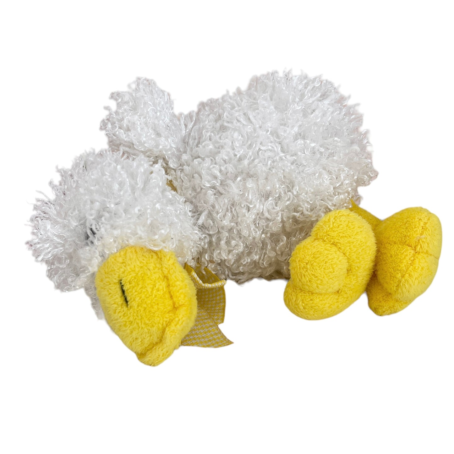 Animal Adventures White & Yellow Duck Plush 8", Big Gingham Bow GUC