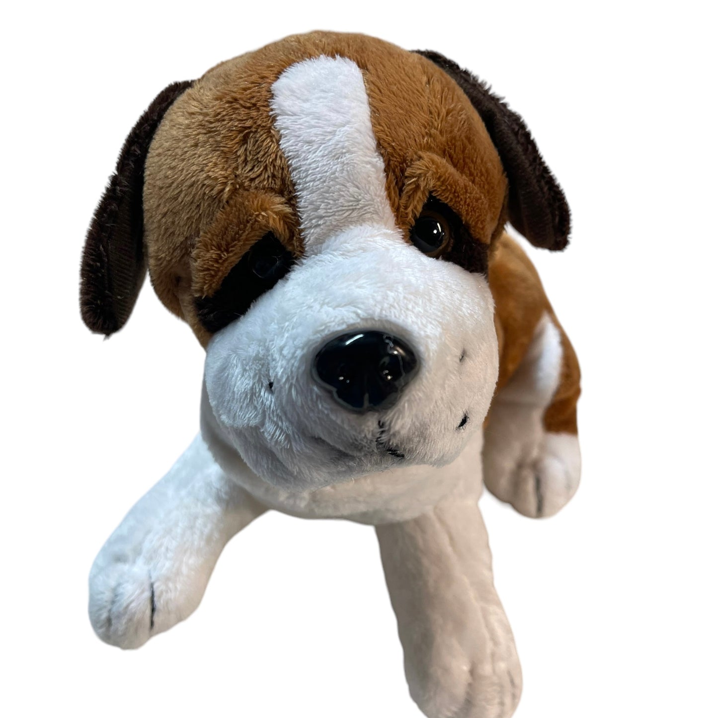 Realistic 10" St Bernard Stuffed Dog Plush Toy with Freckles, Black Eyes & Nose