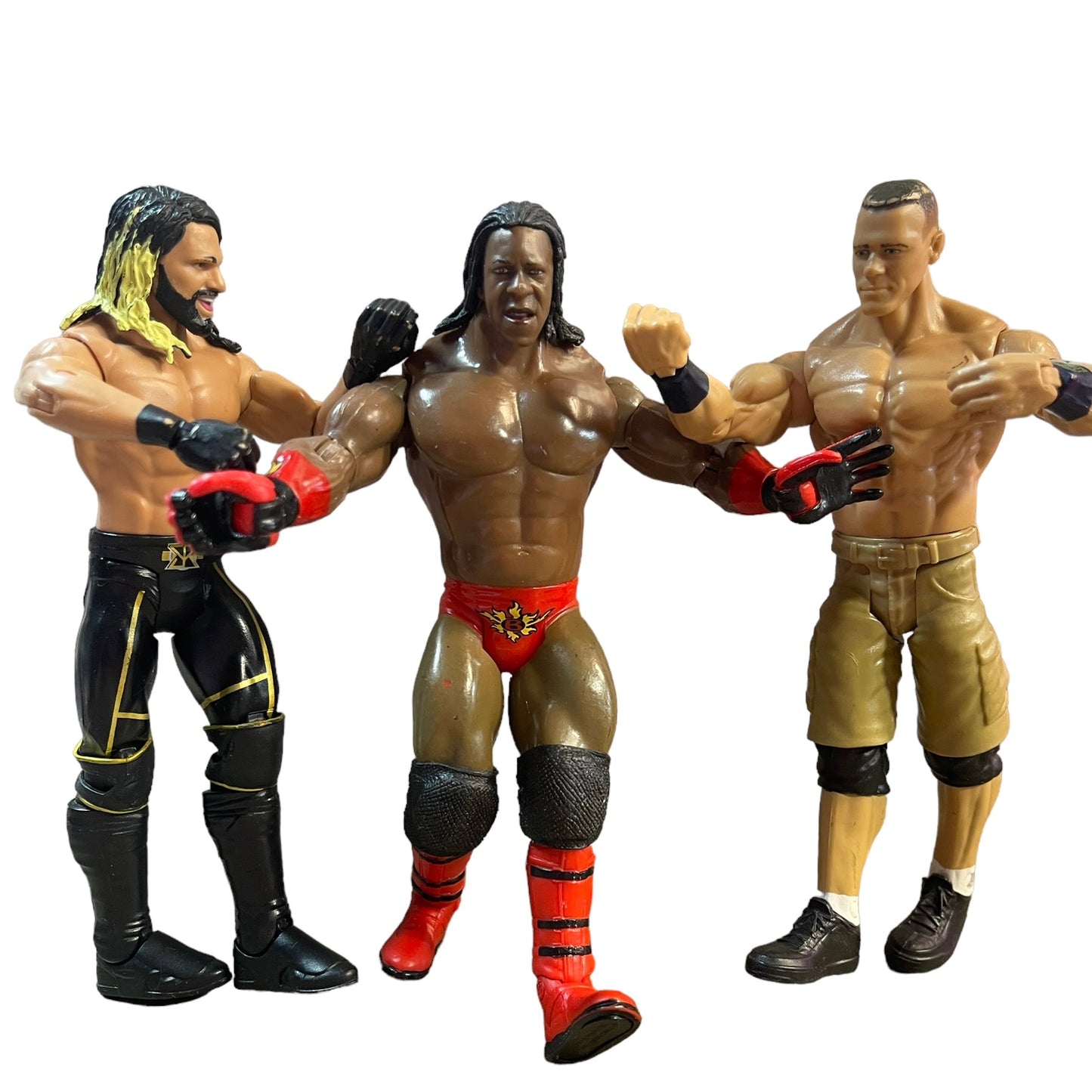 WWE Lot Seth Rollins, John Cena, Booker T. Jakks Wrestling Figures in GUC