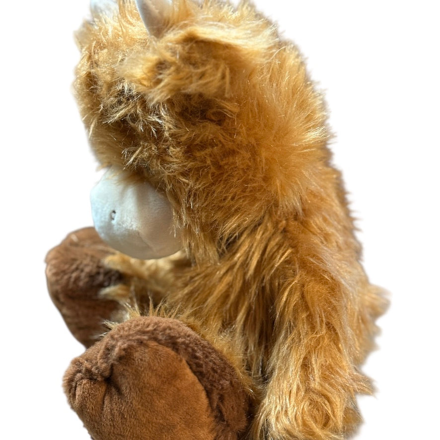 Delightfully Shaggy 12" Highland Cow Plush Stuffed Animal, Caramel & Cream Unbranded EUC