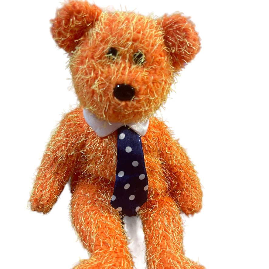 Ty, 'Pappa', Retired Orange Frosted Beanie Baby, White Collar Long Polka Dot Tie