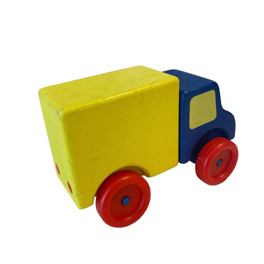 Vintage Wooden Truck, Well Made Wooden Truck in Bright Primary Colours