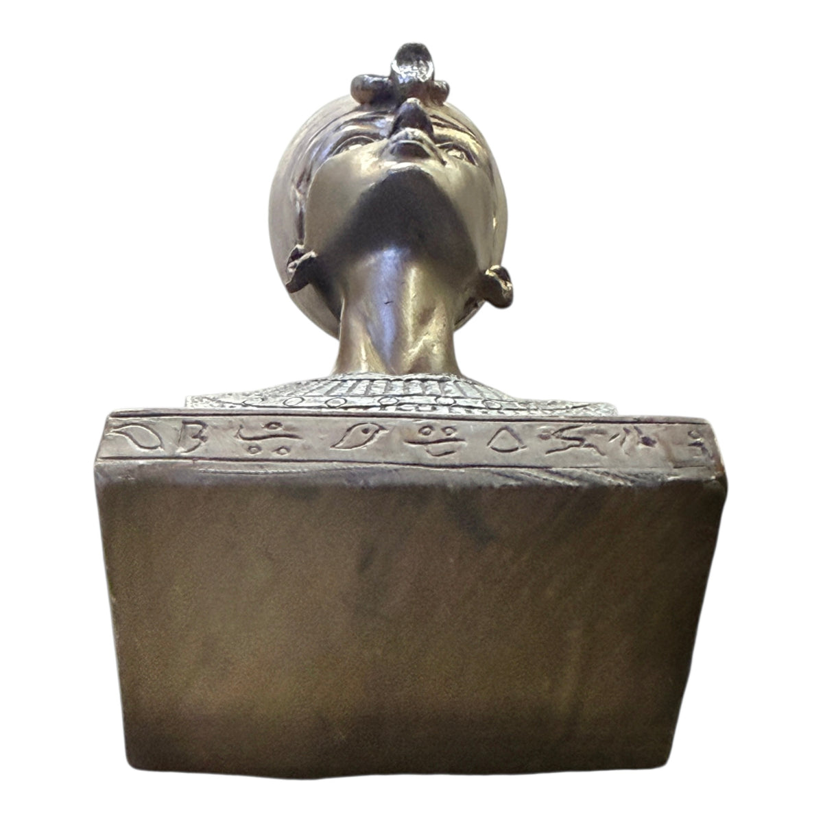 Beautiful Replica 4"  Bust of Ancient Egyptian Queen Nefertiti Silver Toned, Finely Detailed, Excellent Preowned Condition