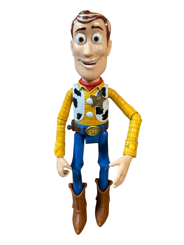 Disney Pixar Woody, 9" Animated Character from Toy Story, Some Paint Loss on Hair, He Talks! in GUC
