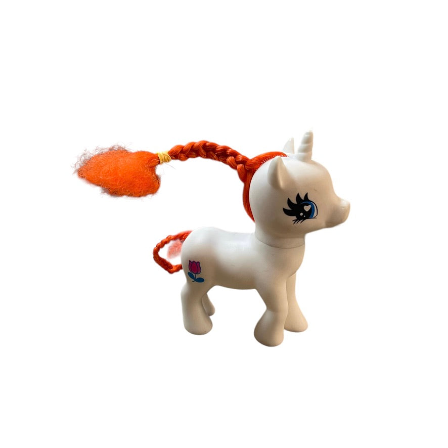 Gi-Go-Mold 3-16-B1 Fakie Spaceman White My Little Pony with Orange Mane with Tulip