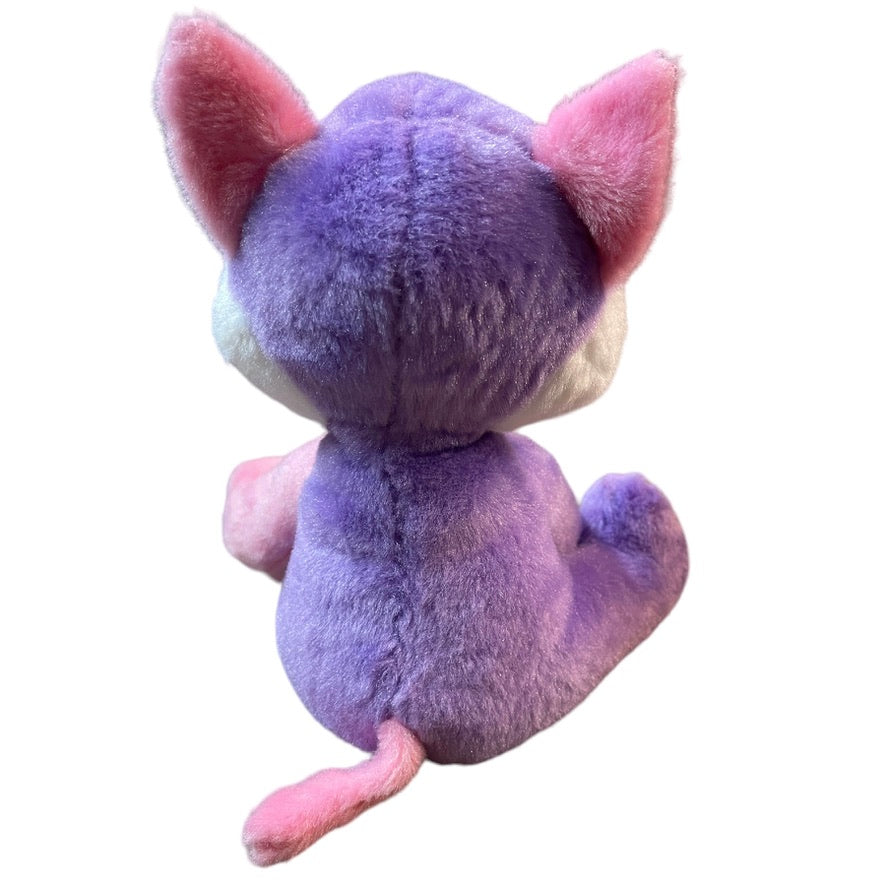 Russ Li'l Peepers Lucky Pink & Purple Colour Block Cat Stuffed Animal Sparkle Ears & Eyes