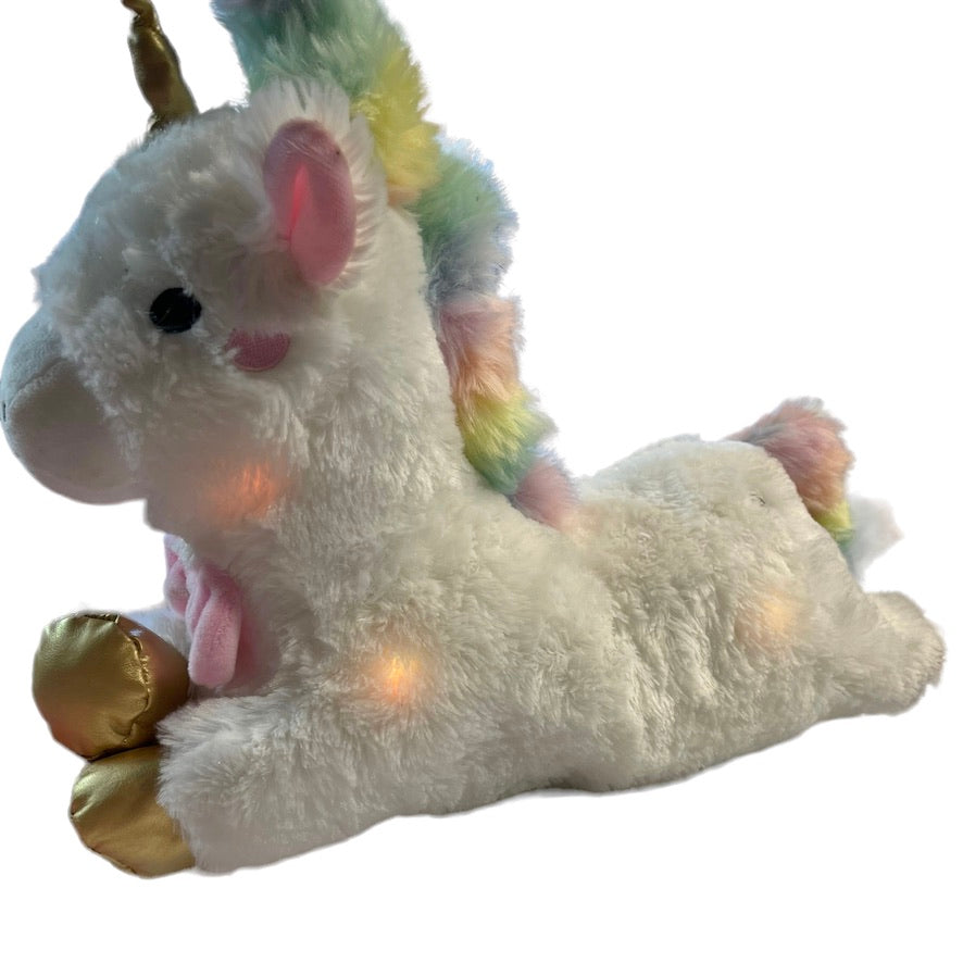 17"FAO Schwartz Unicorn LED Light Up Ultra Soft Plush Unicorn Rainbow Mane EUC