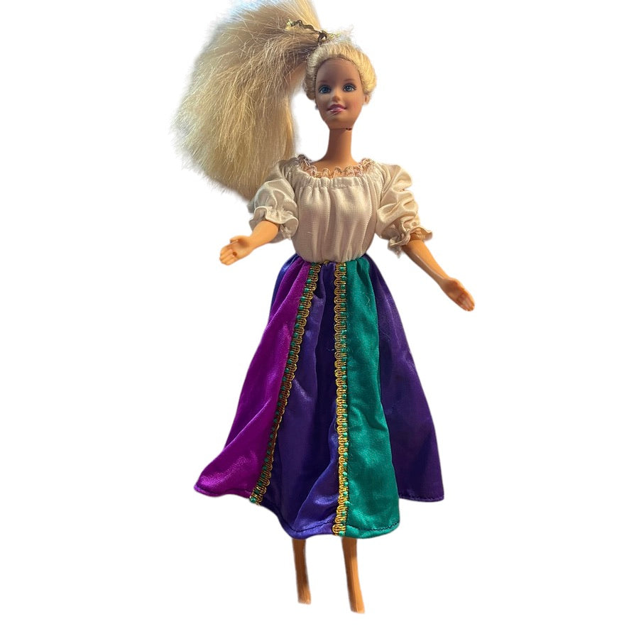 Vintager Barbie in Peasant Blouse, Silky Skirt, Blond & Blue eyed. Good Played With Condition