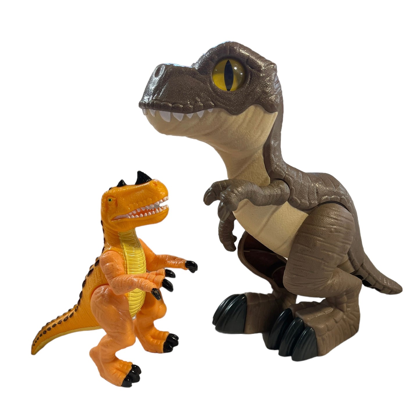 Fisher-PricIe Imaginex Ceratosaurus Orange Horned Dinosaur & Jurassic World T-Rex Dino Attack