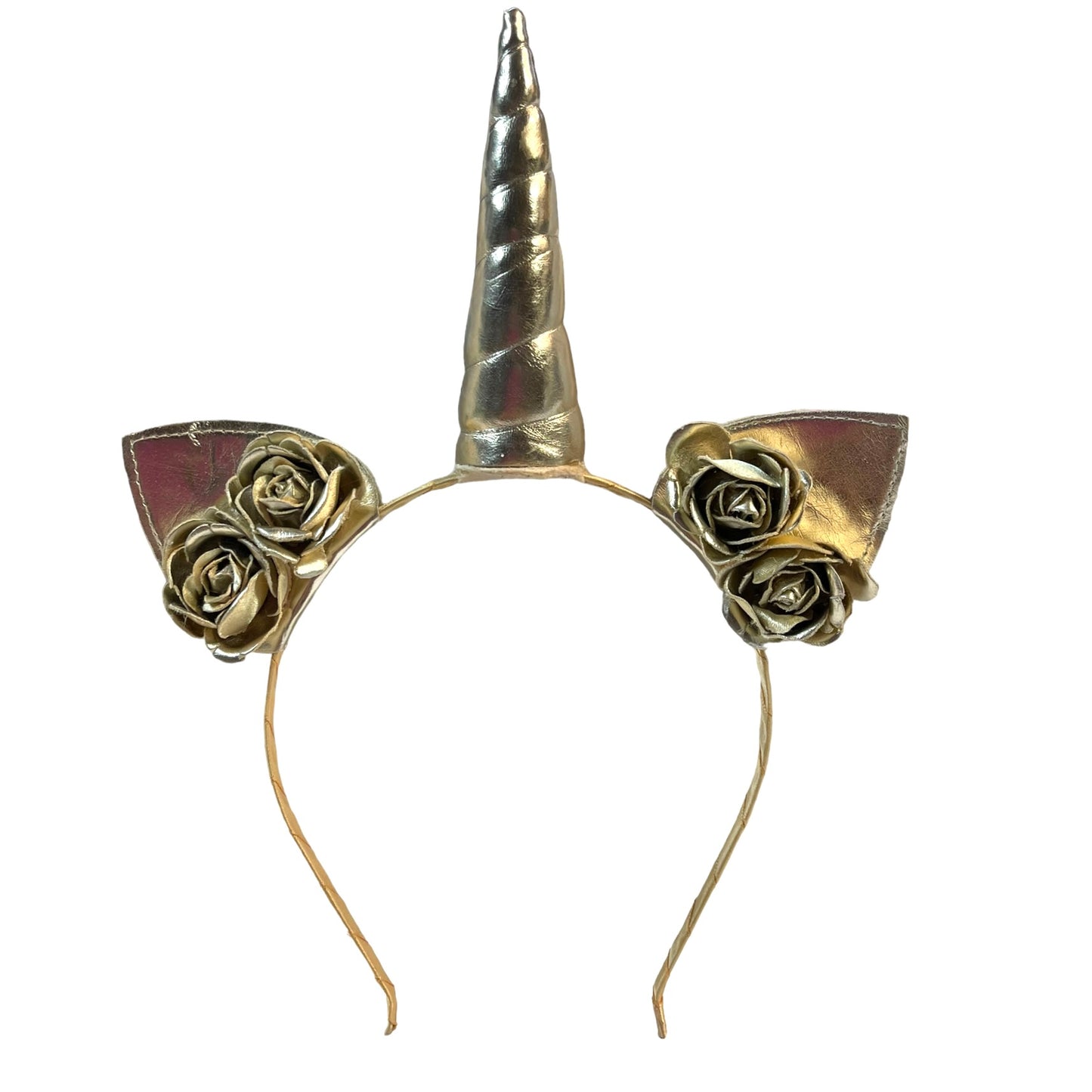 Gold Tone Unicorn Headband With Roses in GUC