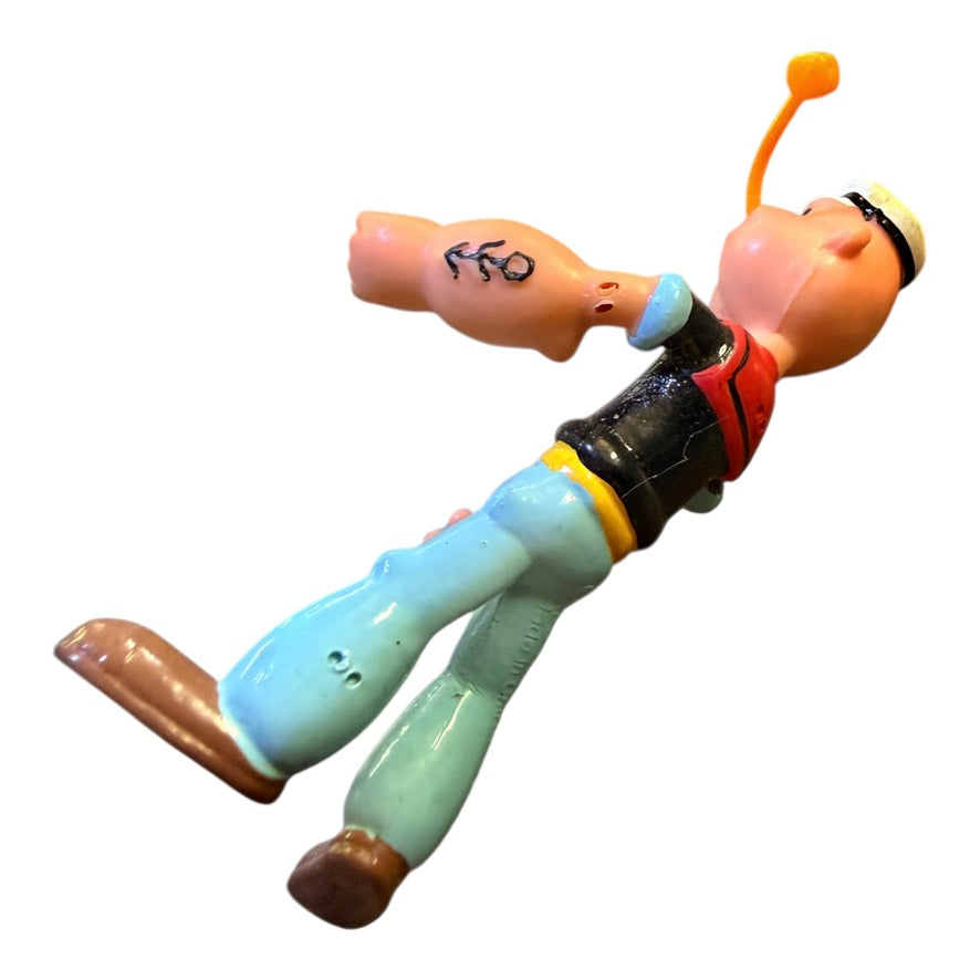 Vintage Winking Bendable Popeye 3" Vinyl Figure with Pipe in Excellent Preowned Condition