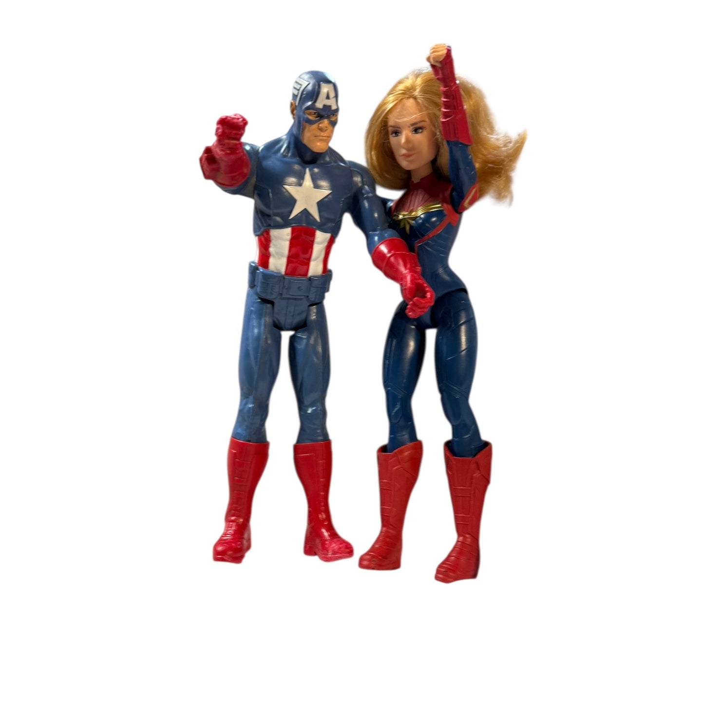 Captain America & Captain Marvel from Marvel Avengers Titan Hero Series 12" Action Figures GUC
