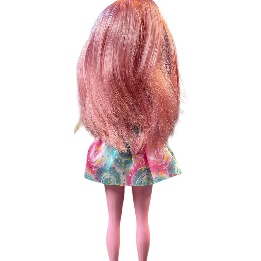 Barbie Dreamtopia Doll with Pink Hair & Legs Vinyl Tank Top, Floral Silk Skirt. No Wings