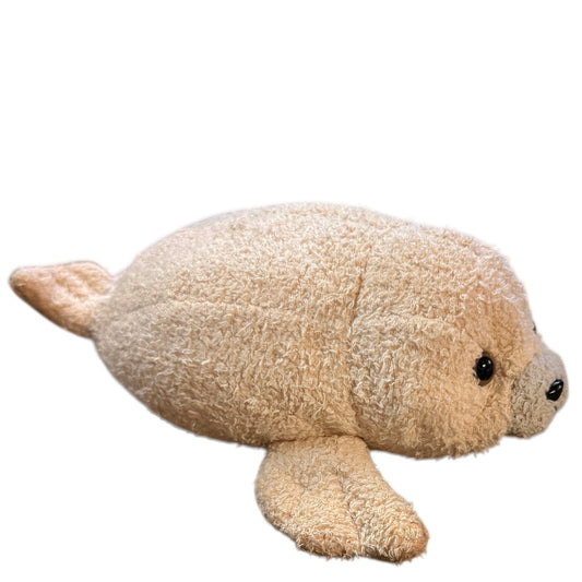 Russ Berrie Luv Pets, SPUD, 6" Cream & Grey Chamois Soft Plush Bean Bag Toy, Rare, Frayed Tag