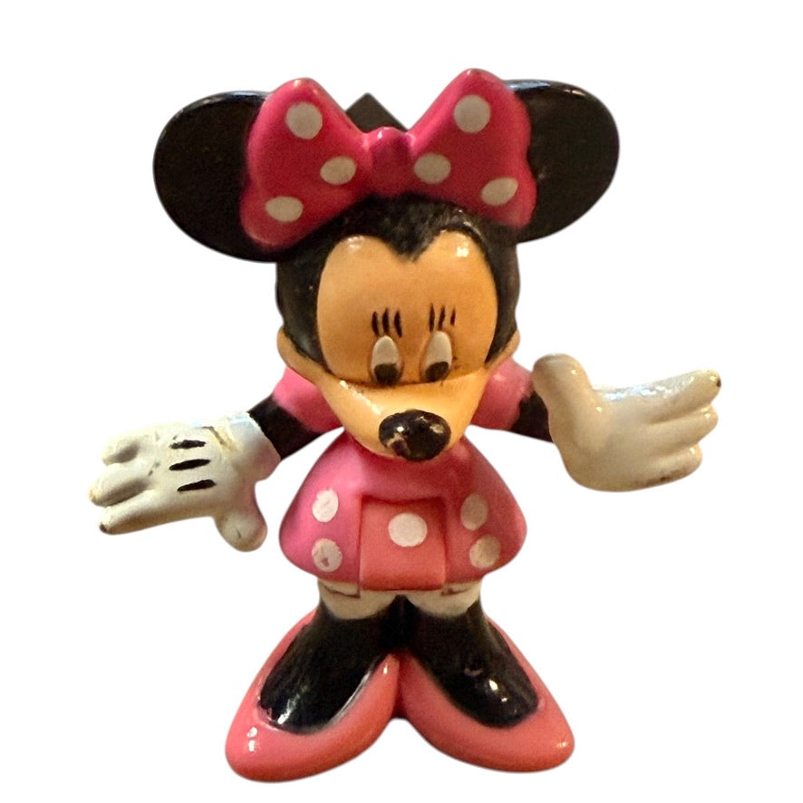 Disney Collection of Polka Dot Minnies, Soft and Hot Pink, 2-3.25" Toys or Cake Toppers in GUC