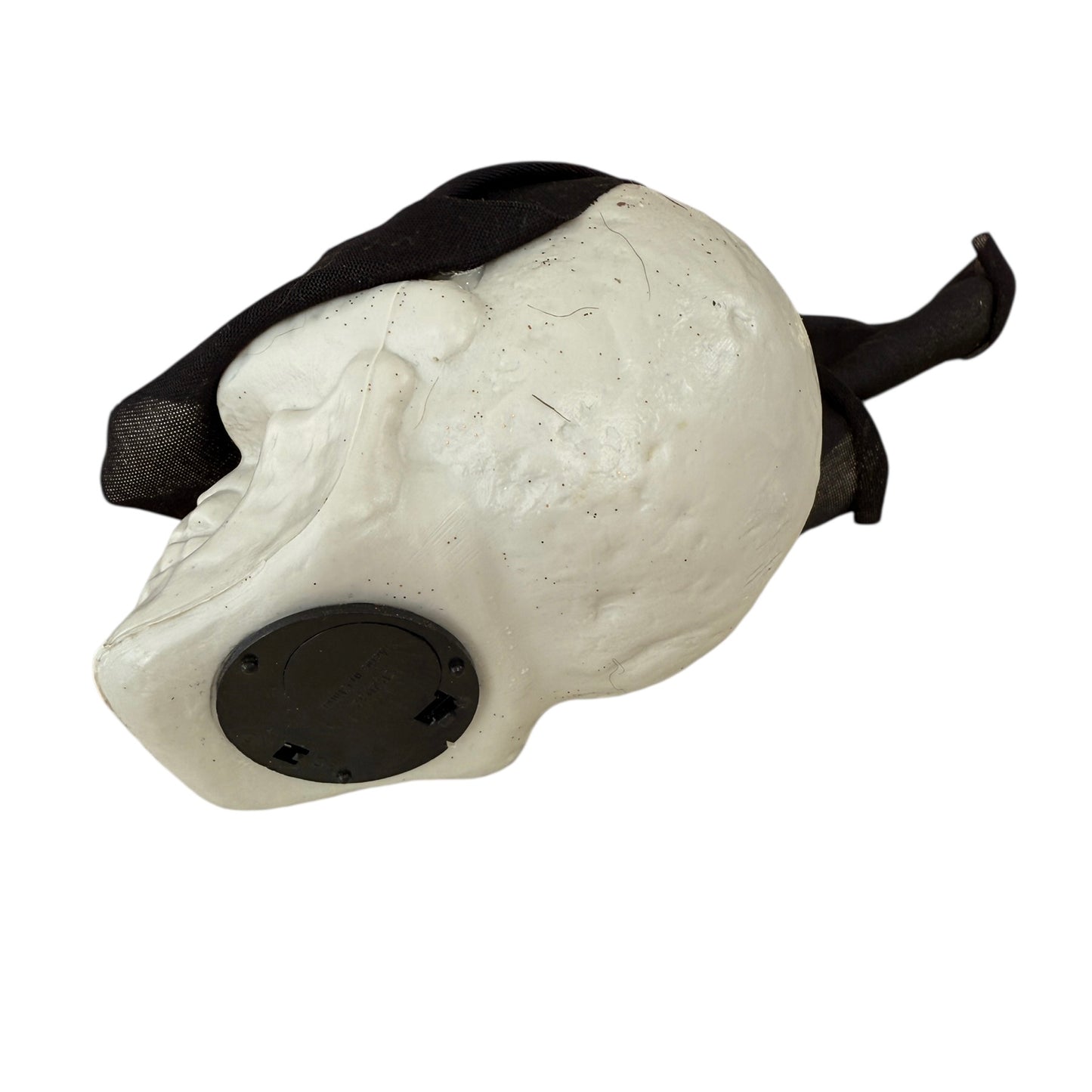 Jewel Eyed Skull with Black Filmy Head Cover & Hanging Loop  in Good Preowned Condition