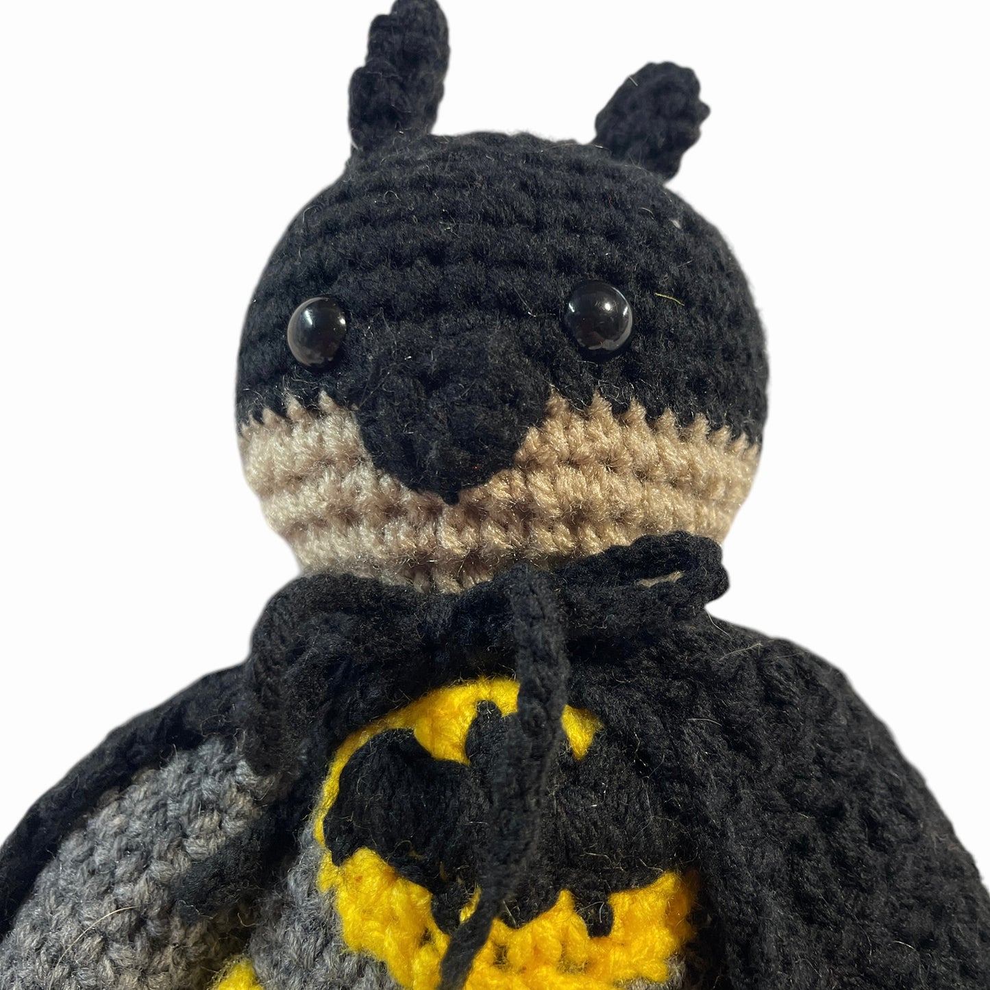 Crocheted 12" Batman Plush Doll with Cape and Insignia in Excellent Preowed Condition