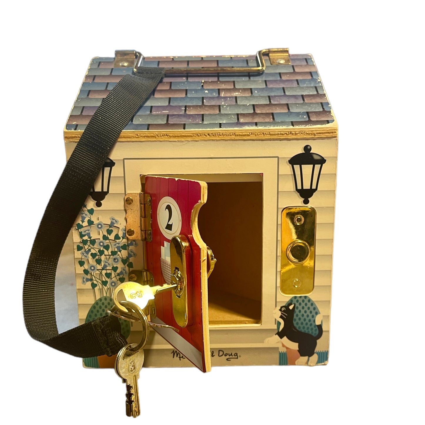 Wooden Doorbell House by Melissa & Doug with 4 Working Locks & Keys, Working Doorbells