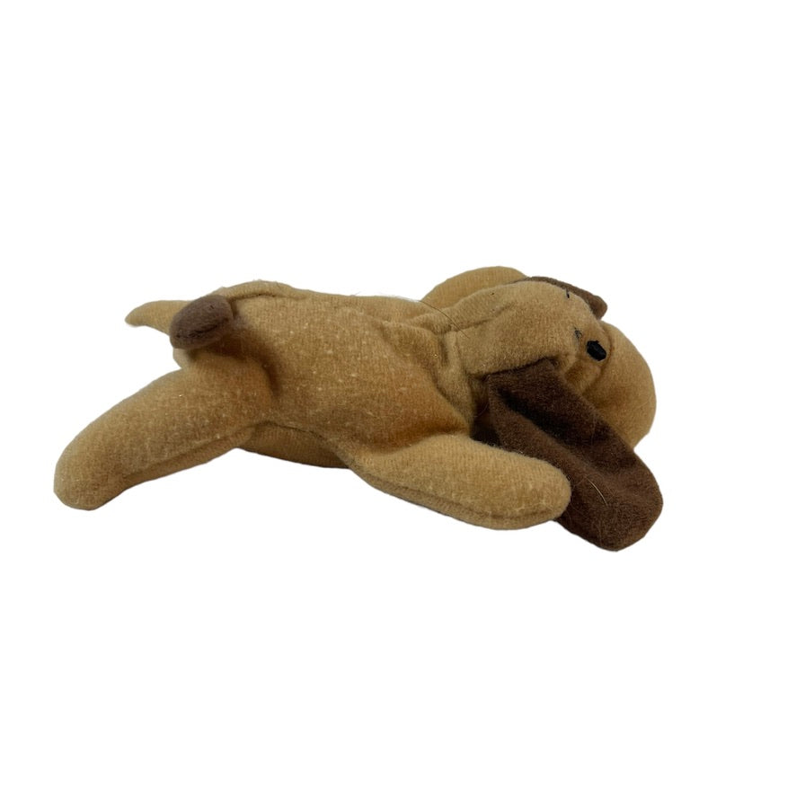 Tiny 6" Hound Dog Stuffed Animal Toy Tan Body, Brown Ears,Tail & Black Embroidered Face