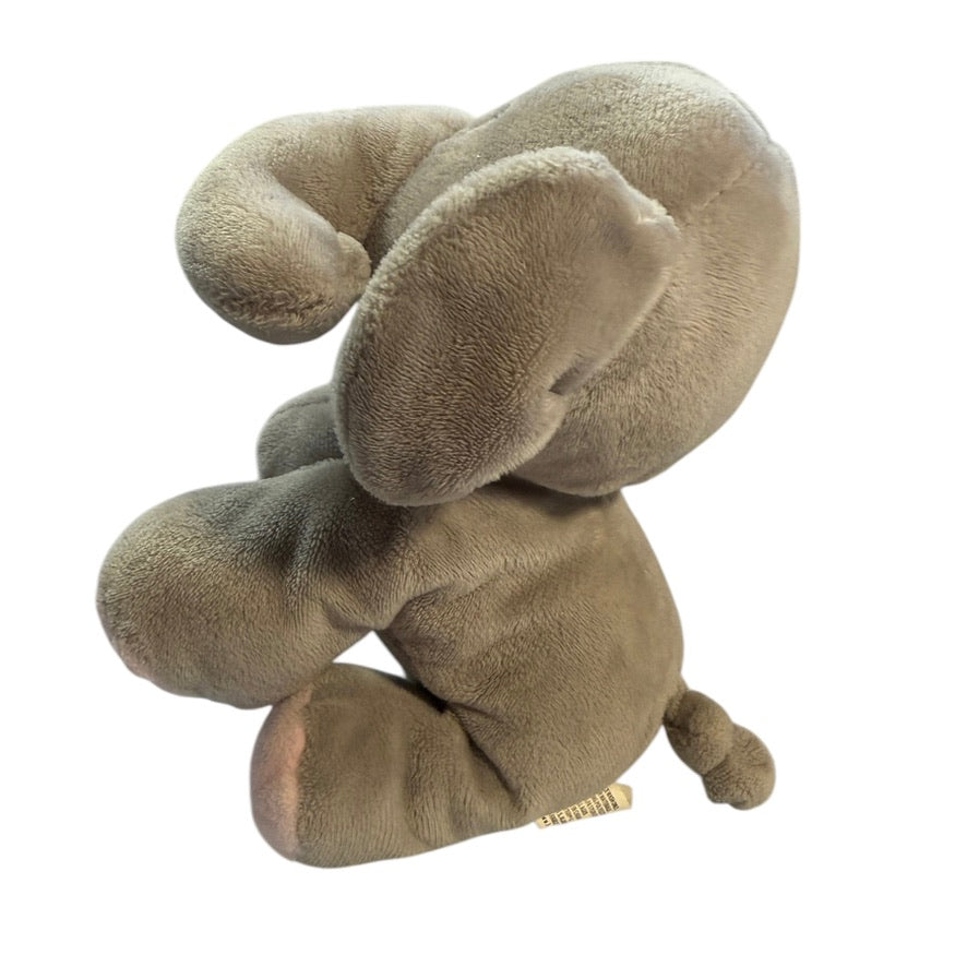 Velvety Grey & Pink KellyToy 8" Stuffed Elephant Plush Lovey Rattle/ Crinkle Toy with Knotted Tail