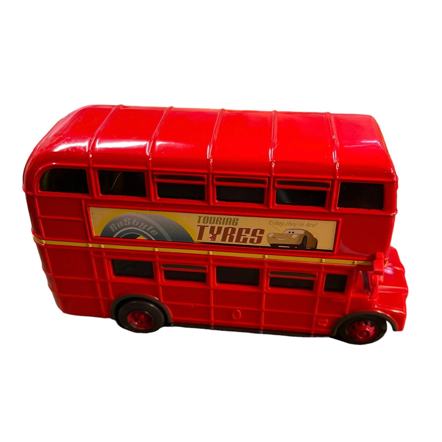 Red Disney Pixar Cars Double Decker Bus #91 Crosshead Touring Tyres