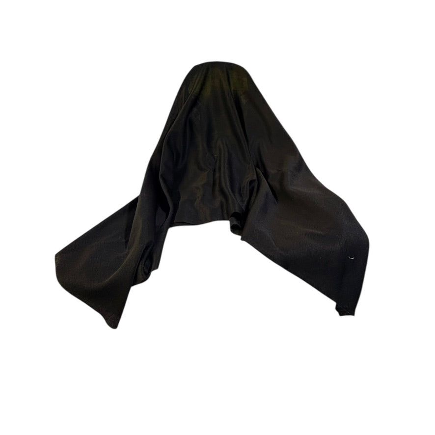 Scream Mask, Sickly Green with Mesh Eyeholes, Classic Mouth & Black Chiffon Scarf in EUC