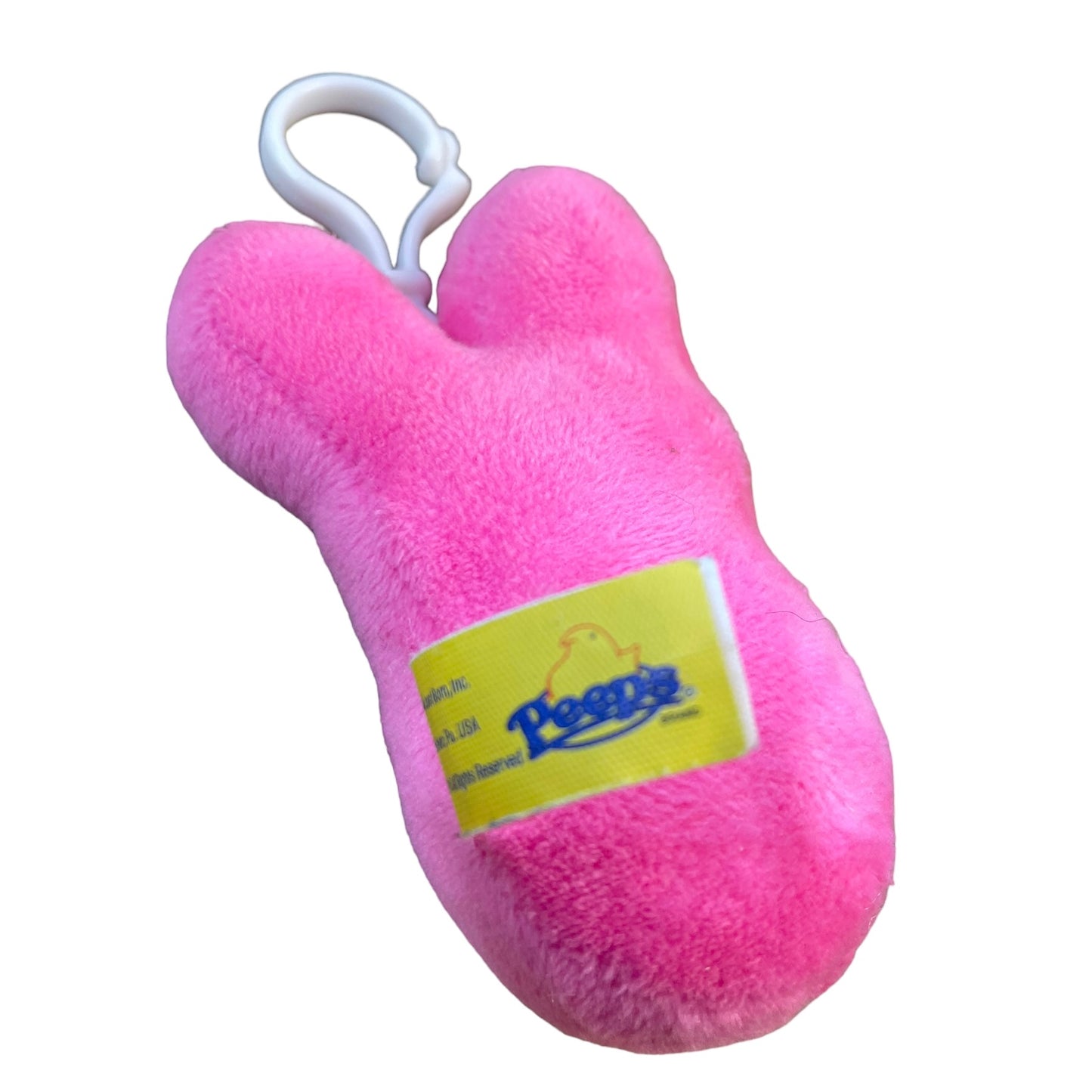 Peeps Plush Deep Pink 4" Easter Bunny Bag & Purse Clip /Keychain